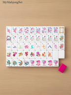 American Mahjong Tiles – Magenta Candy Floral Design