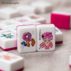 American Mahjong Tiles – Magenta Candy Floral Design