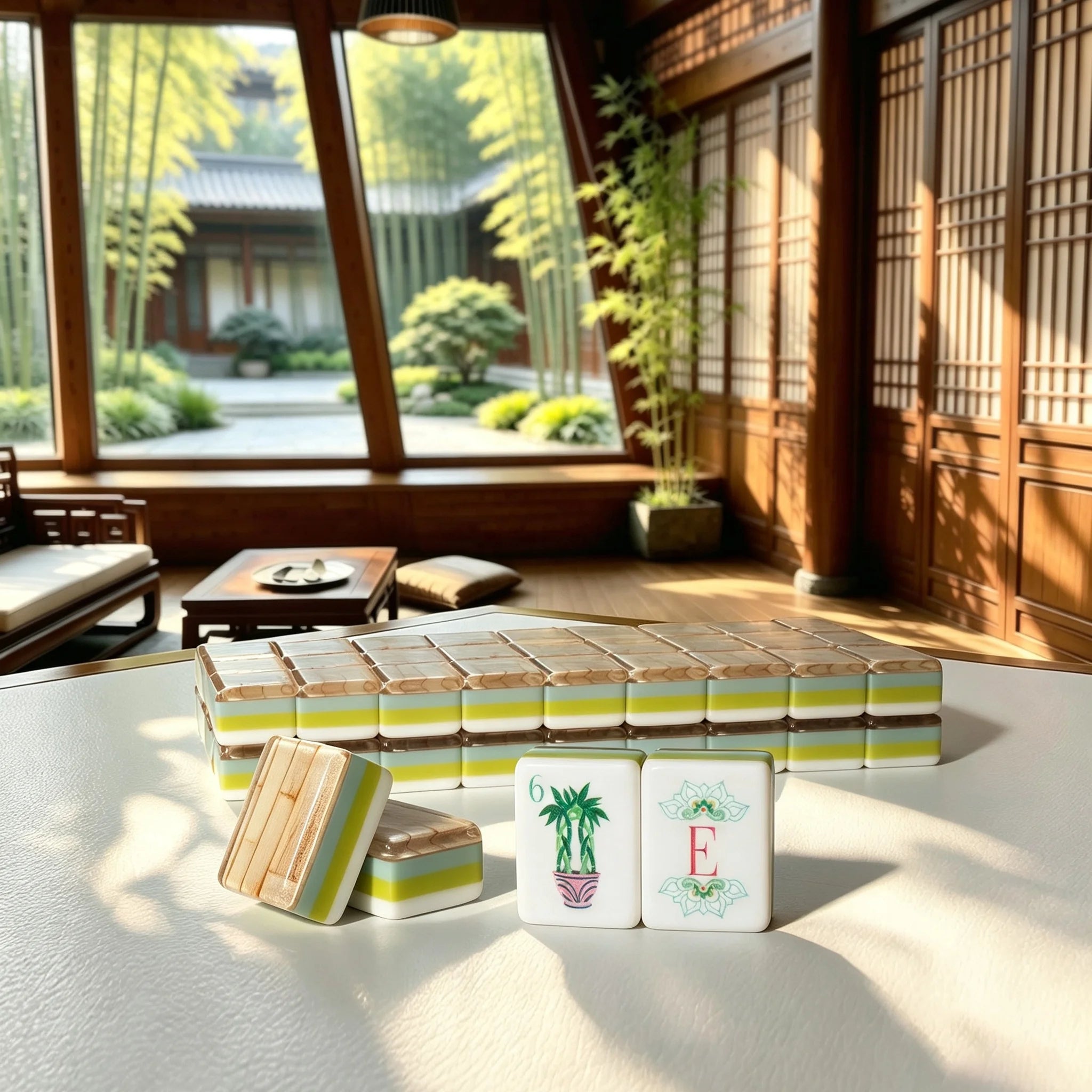 American Mahjong Tiles – Bamboo Water Pearl Finish