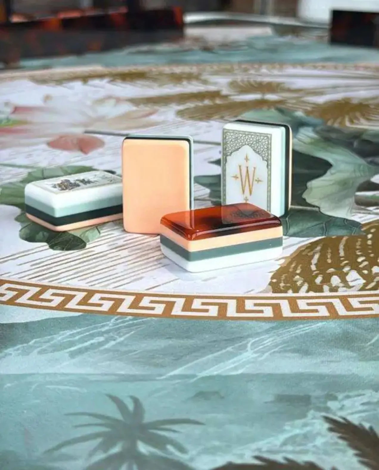 American Mahjong Tiles – Turtle & White Lotus Design