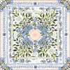 American Mahjong Mat – Blue Botanical with Printed Reference