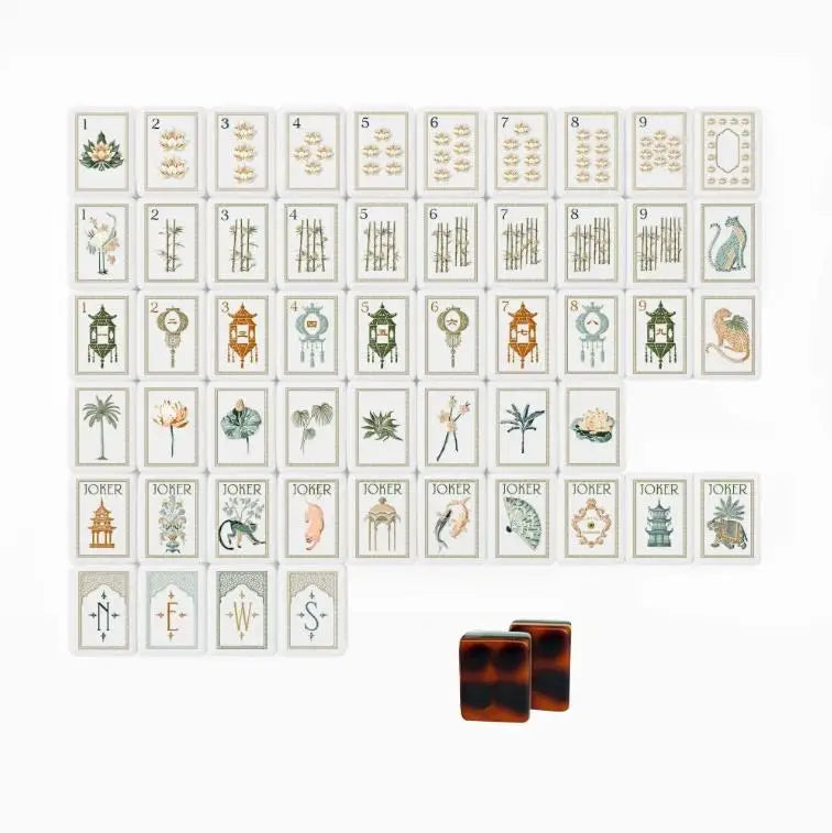American Mahjong Tiles – Turtle & White Lotus Design