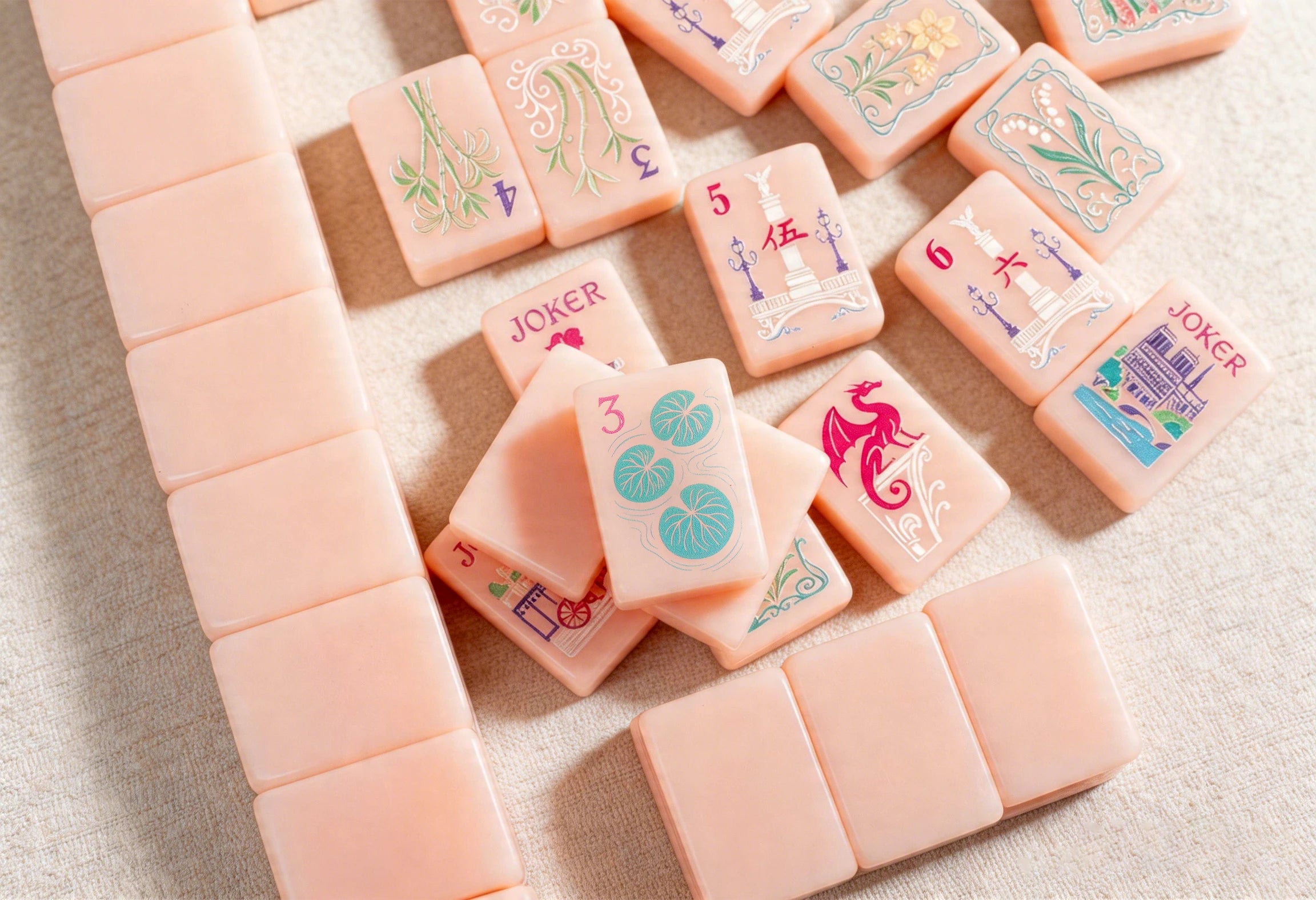 Pink Acrylic American Mahjong Tiles – 160-Piece Luxury Set