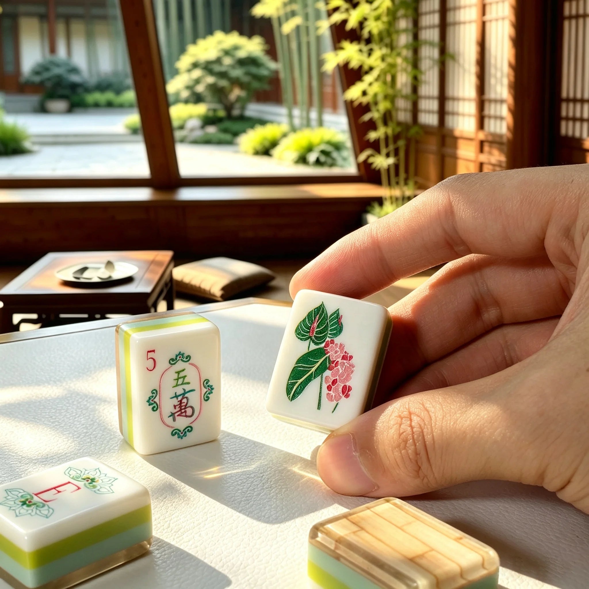 American Mahjong Tiles – Bamboo Water Pearl Finish