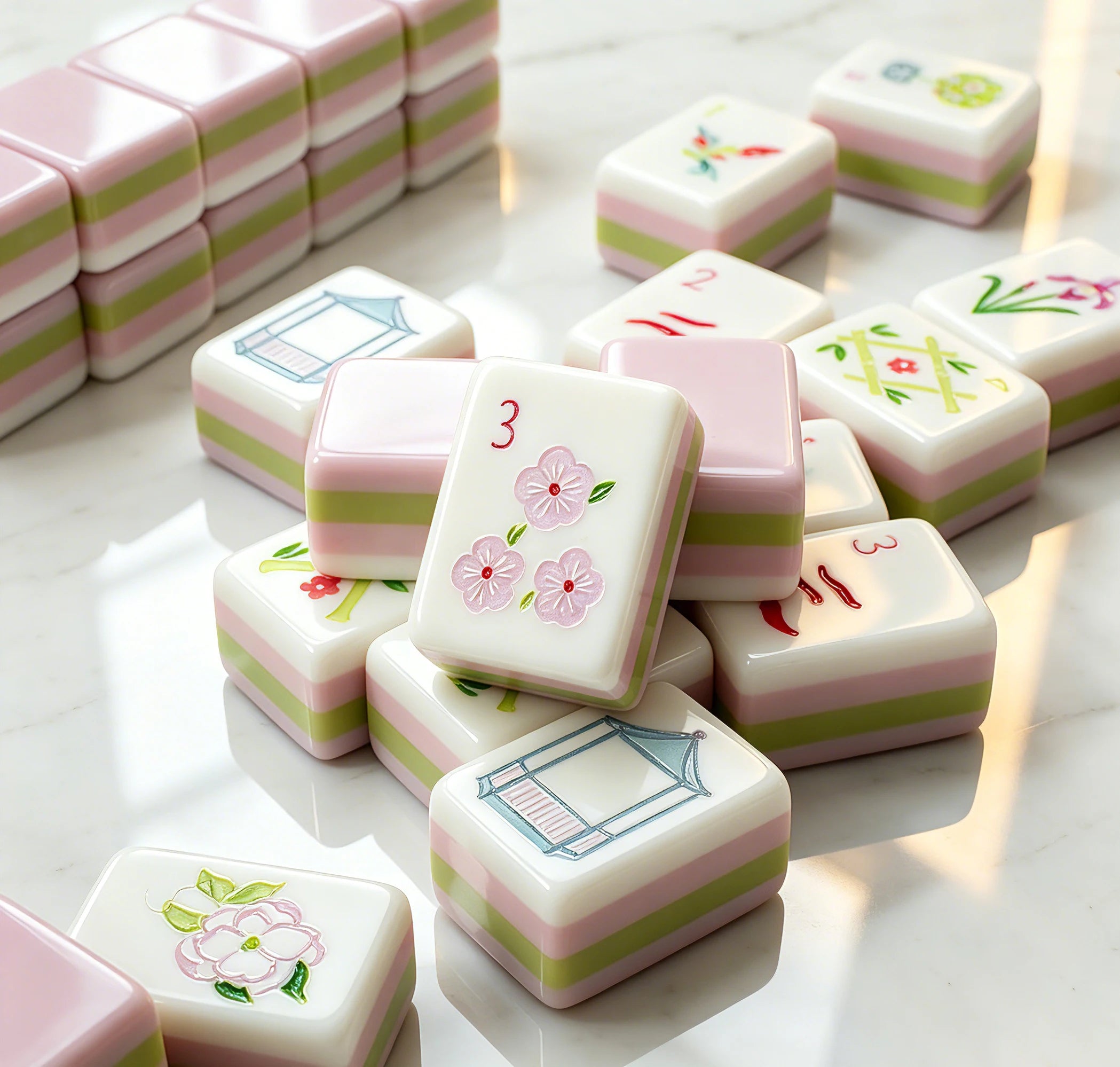 Lavender Floral American Mahjong Set – 160 Acrylic Tiles