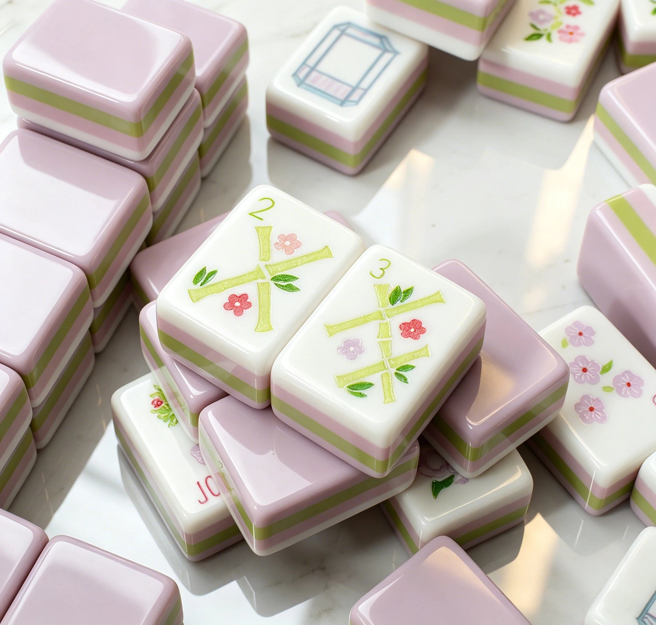 Lavender Floral American Mahjong Set – 160 Acrylic Tiles