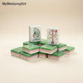 American mahjong tiles in jade green marble finish with hand-painted joker and character designs