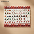 American mahjong tiles with festive engraved designs and red flowing sand accents