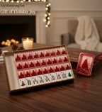 American mahjong tiles set with red Christmas flowing sand finish and festive engraved designs