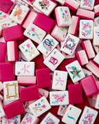 American Mahjong Tiles – Magenta Candy Floral Design