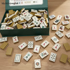 MyMahjongSet luxury acrylic American mahjong tiles featuring elegant yellow crane patterns in a storage box