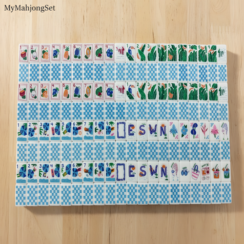 American Mahjong Tiles – Blue Gingham Travel Design