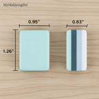MyMahjongSet American mahjong tile showing dimensions of 0.95 by 1.26 by 0.63 inches in a light green acrylic finish.