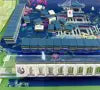 Navy blue American Mahjong tiles displayed on a clear acrylic Mahjong rack, featuring premium acrylic construction and elegant navy blue tile backs for a stylish American Mahjong set.